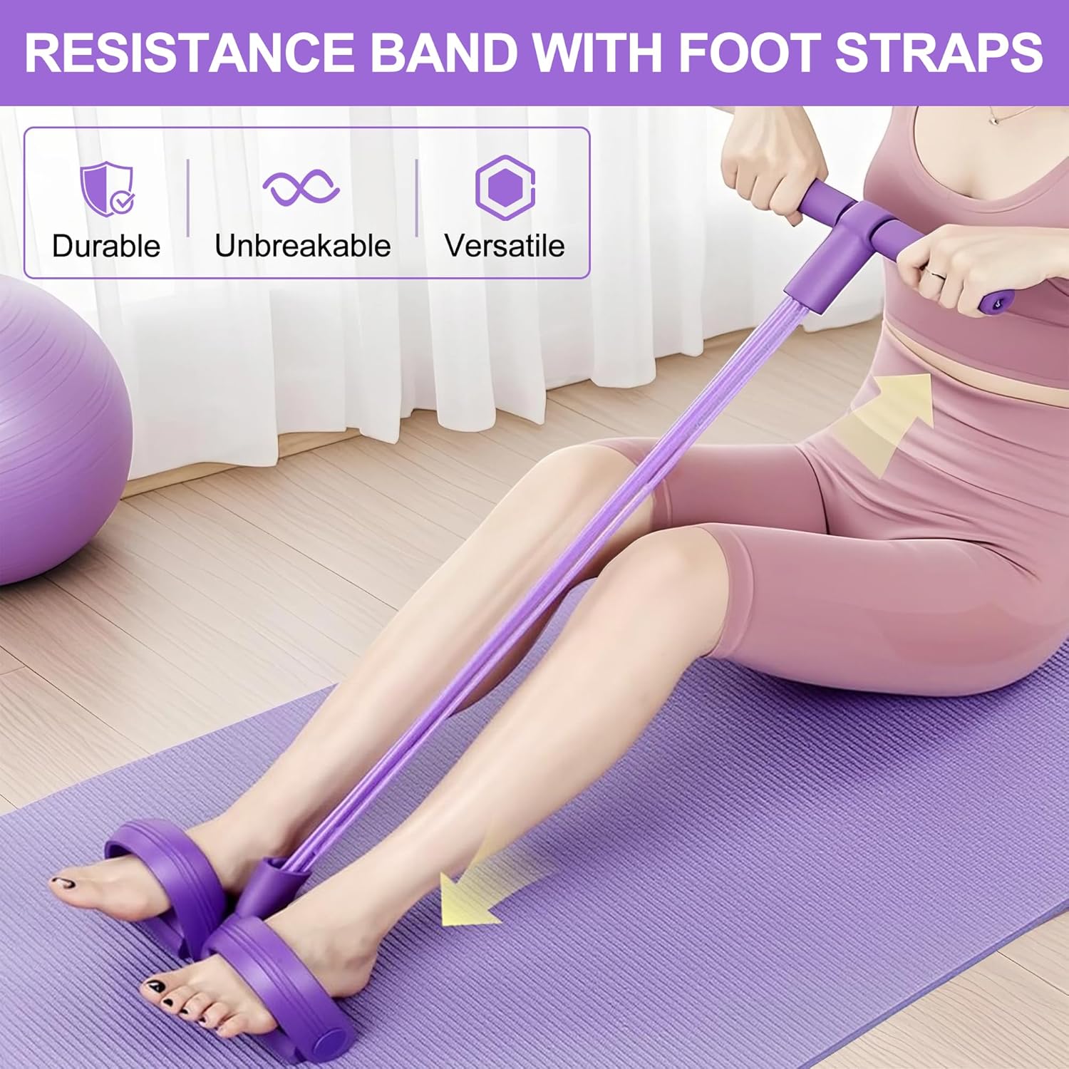 Home Gym Needs - 4-Tube Pedal Resistance Band Multifunction Tension