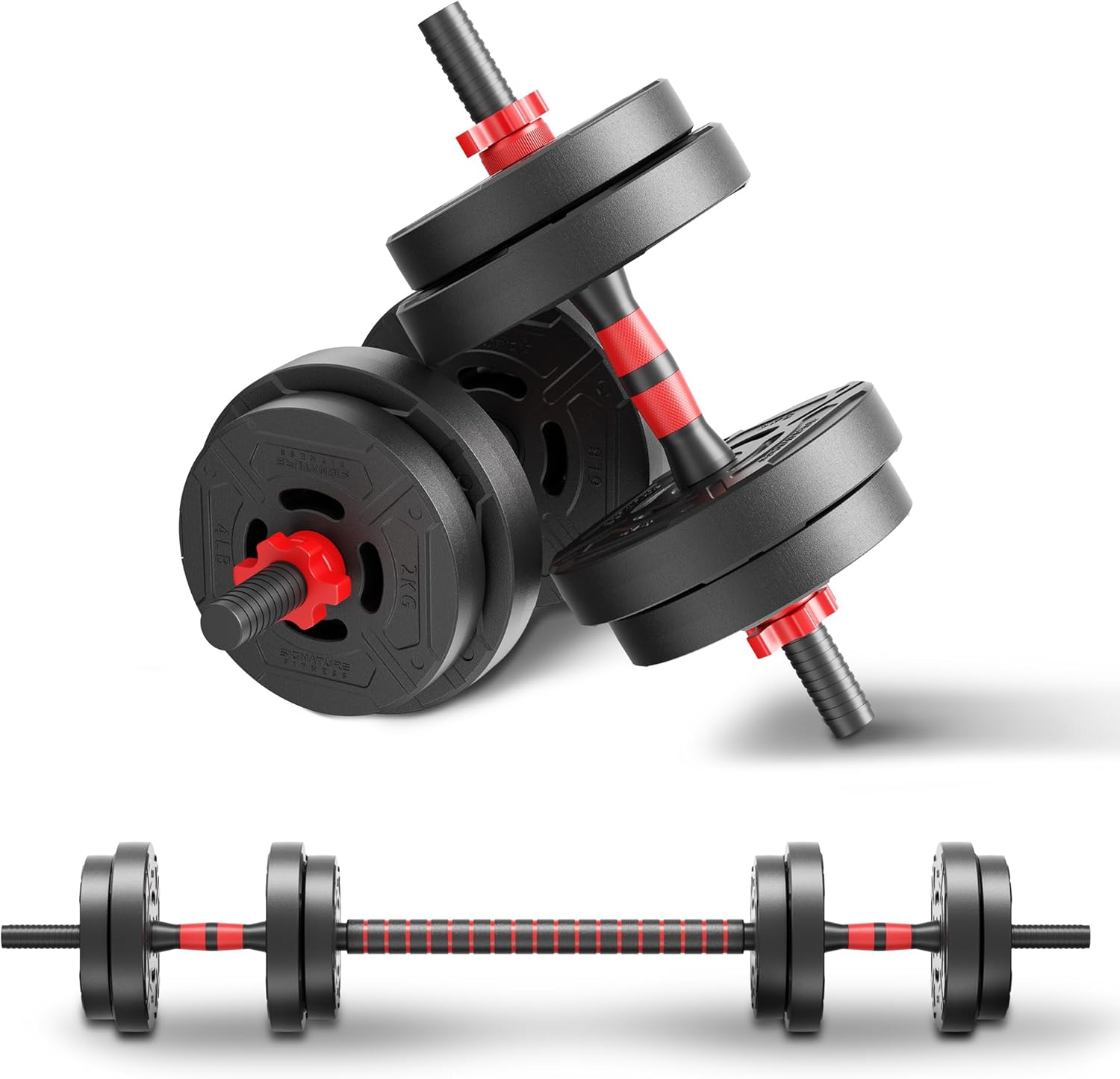 Home Gym Dumbbell Set - 22lb 2-in-1 Adjustable Dumbbell & Barbell