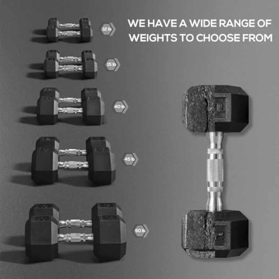40lbs/45lbs/50lbs Rubber Dumbb - Home Gym Dumbbell Set 评论和价格