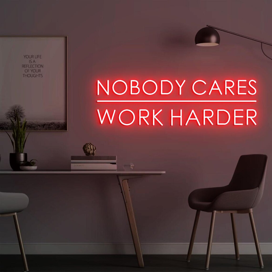 Nobody Cares Work Harder Neon  - Home Gym Design Ideas 评论和价格