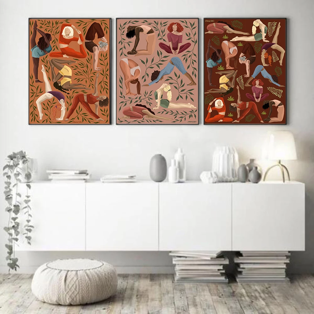Vintage Yoga Moves Poster Canv - Home Gym York 评论和价格