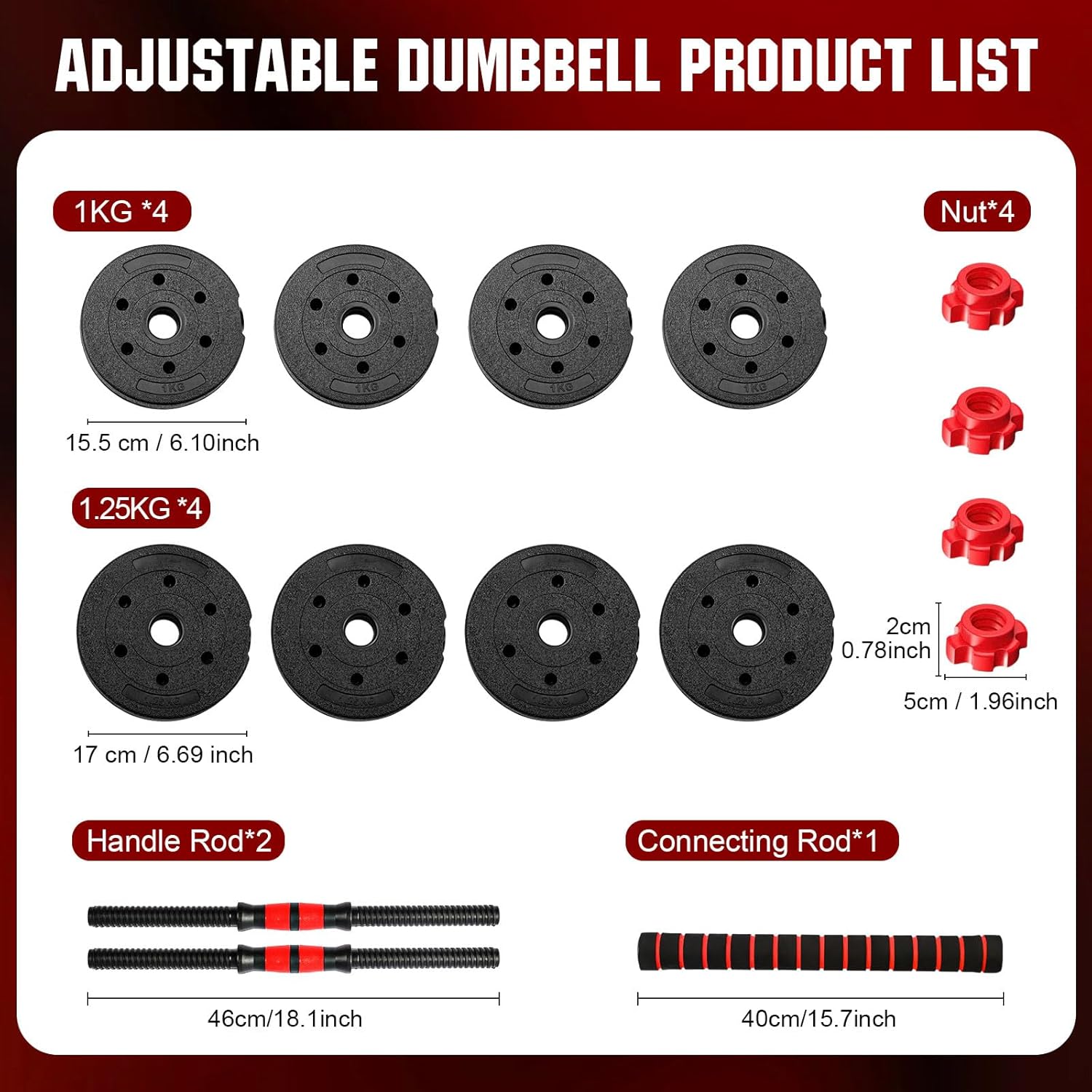 22lb 2-in-1 Adjustable Dumbbel - Home Gym Dumbbell Set 评论和价格