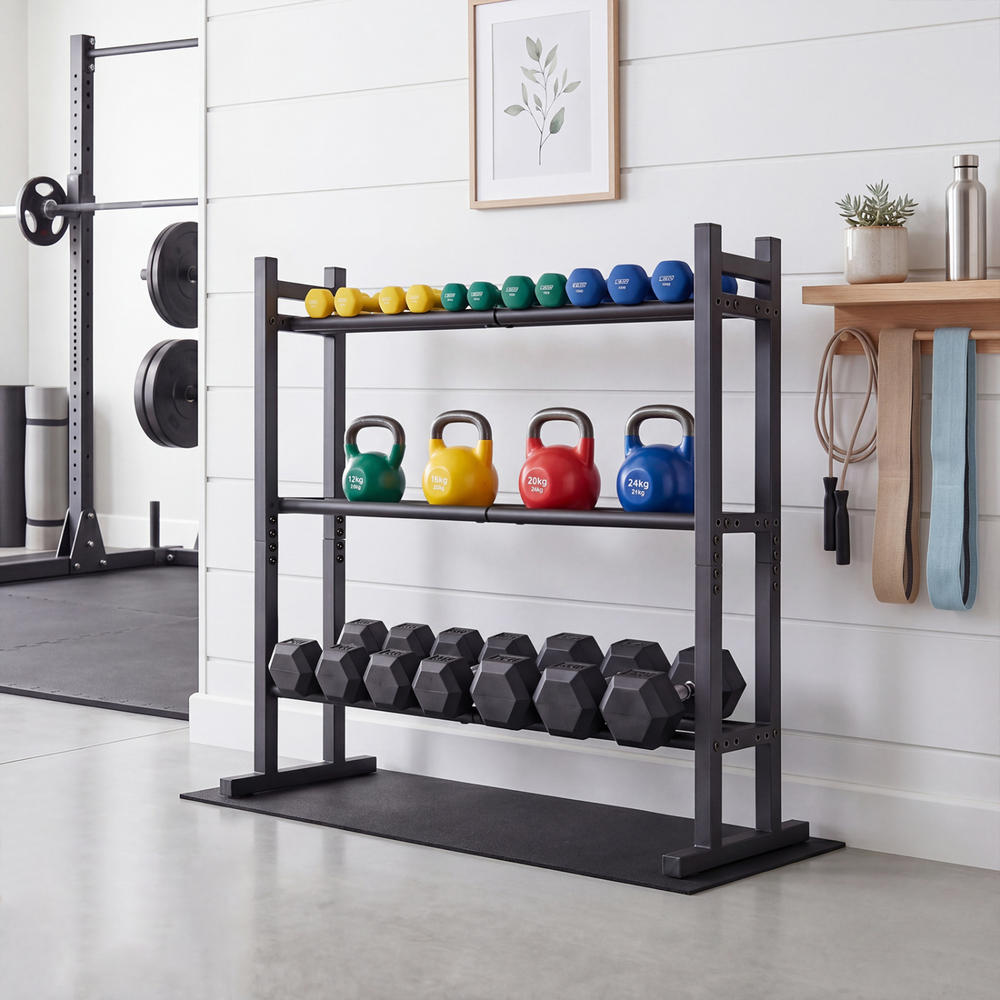 Heavy Duty 3-Tier Dumbbell Rac - Home Gym Fitness 评论和价格
