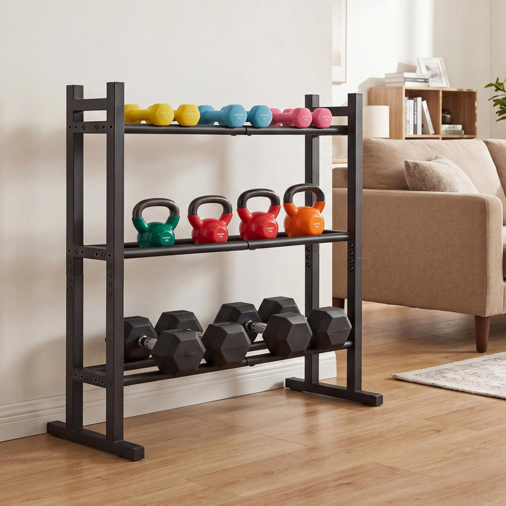 Heavy Duty 3-Tier Dumbbell Rac - Home Gym Fitness 评论和价格